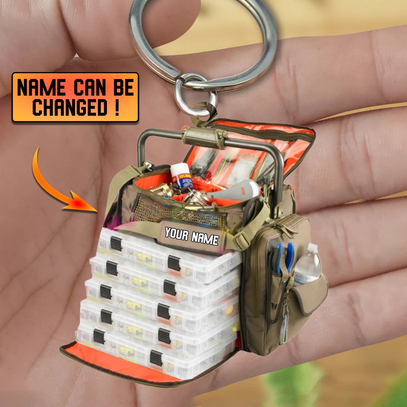 Personalized Fishing Bag Personalized Acrylic Keychain - Gift For Fishing Lovers