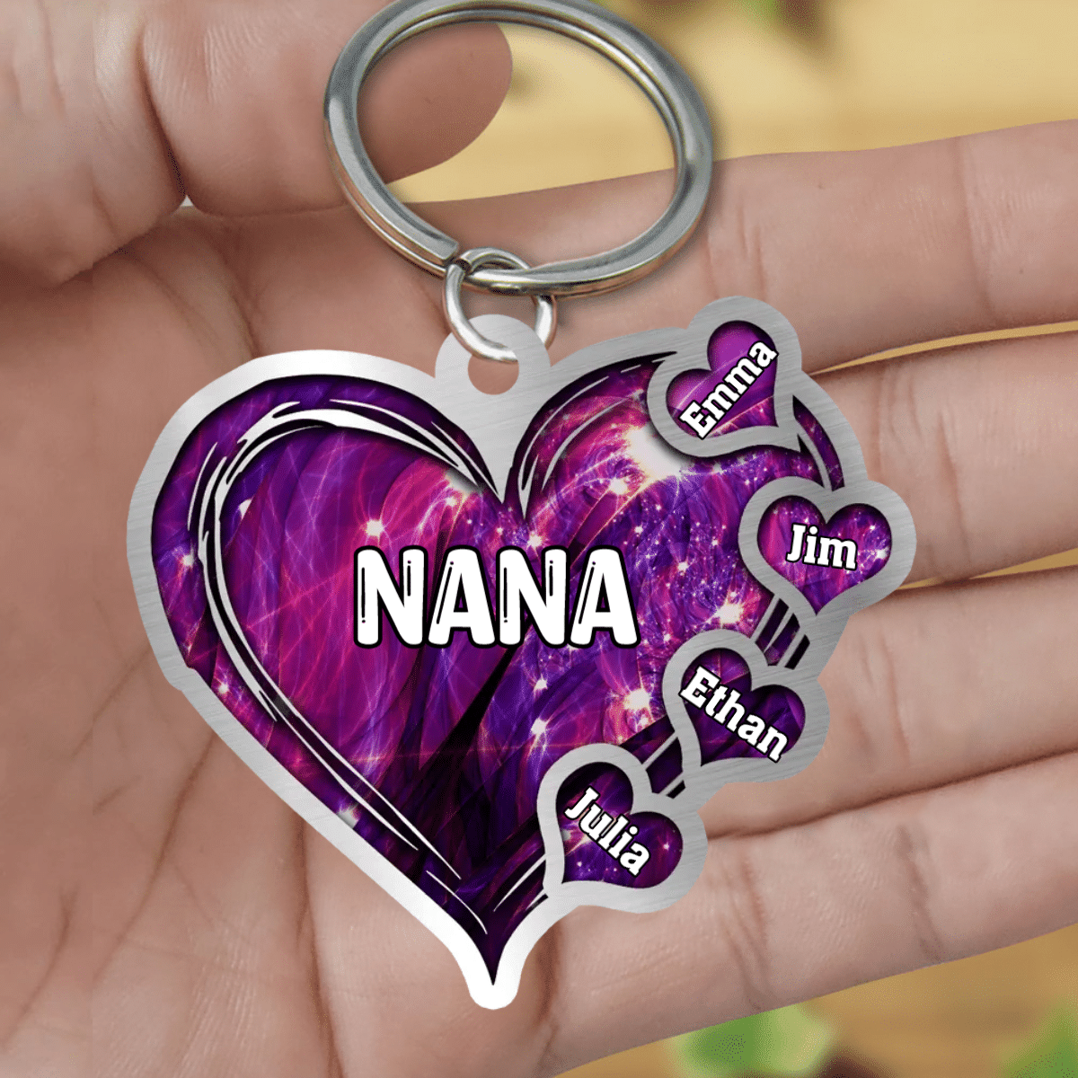 Grandma- Mom Heart Kids/ Multi Colors Personalized Keychain