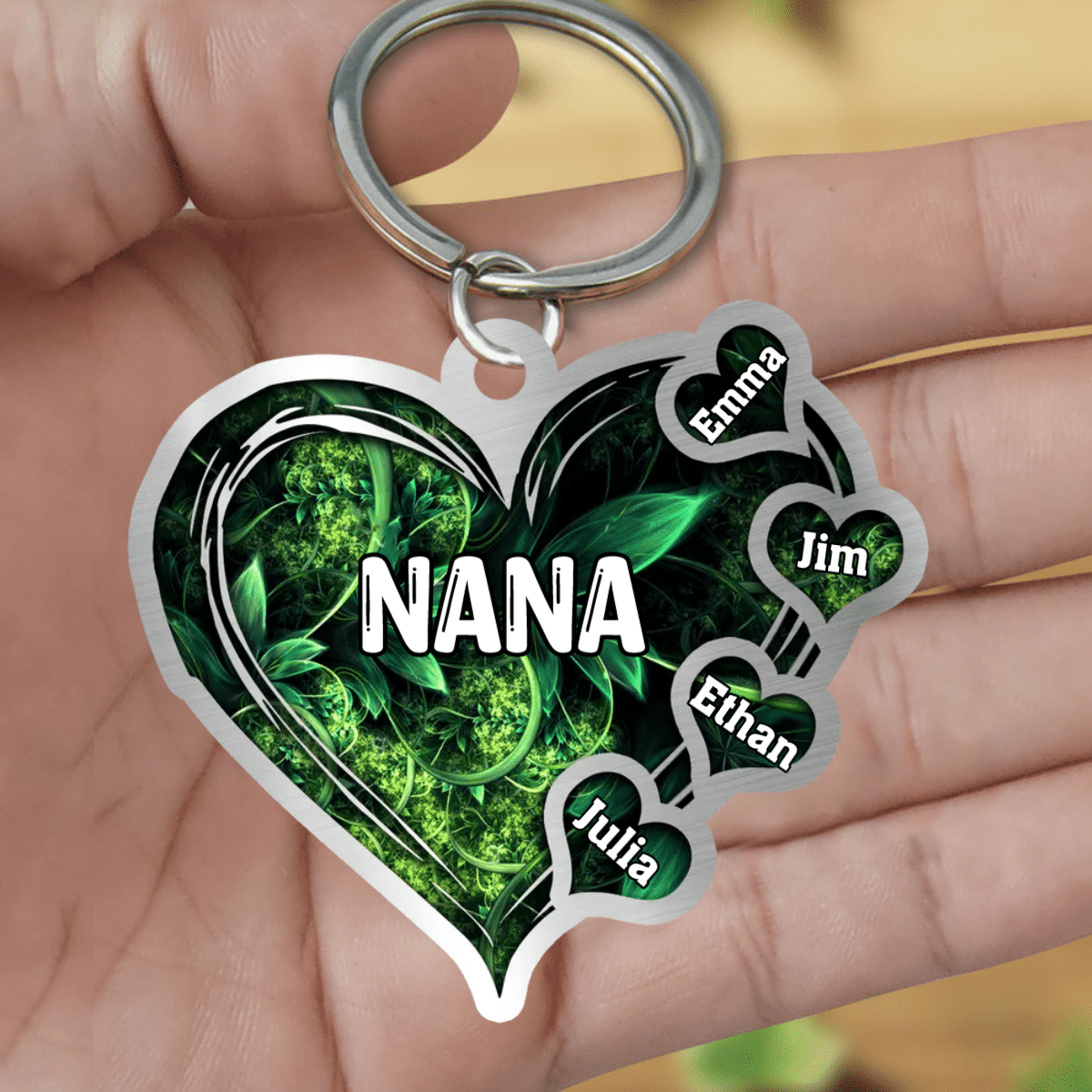 Grandma- Mom Heart Kids/ Multi Colors Personalized Keychain