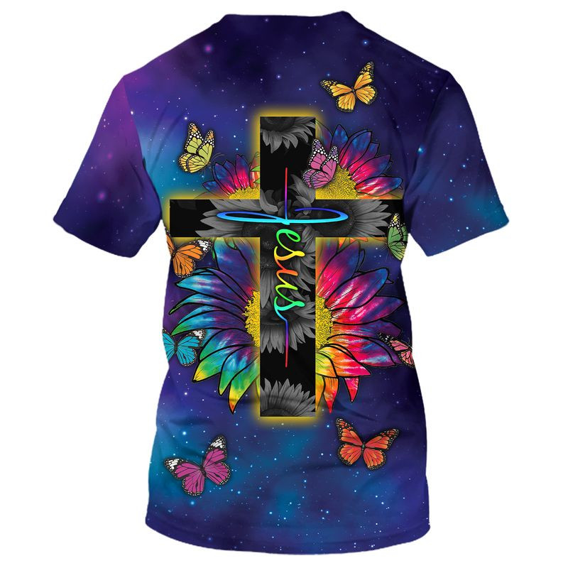 3D Colorful Jesus Tshirt Butterfly Sunflower Pattern On Shirts