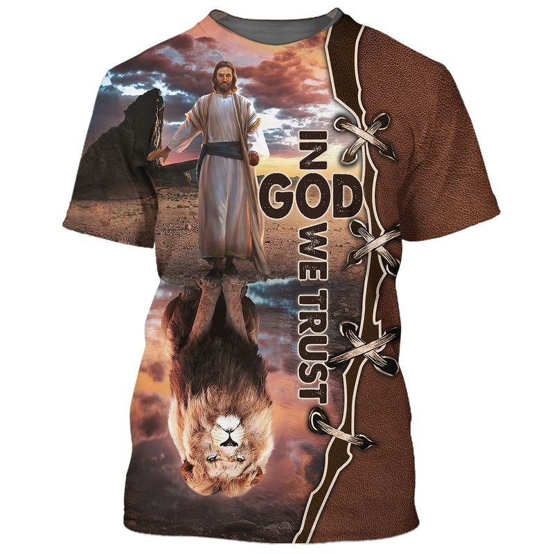 3D All Over Printed In God We Trust T Shirt Lion Under God Premium Shirt Coolspod