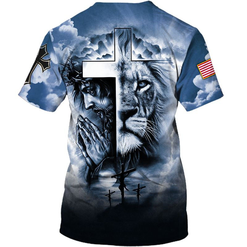 Christian Jesus And Lion T Shirt Strong American Believe In God Shirts