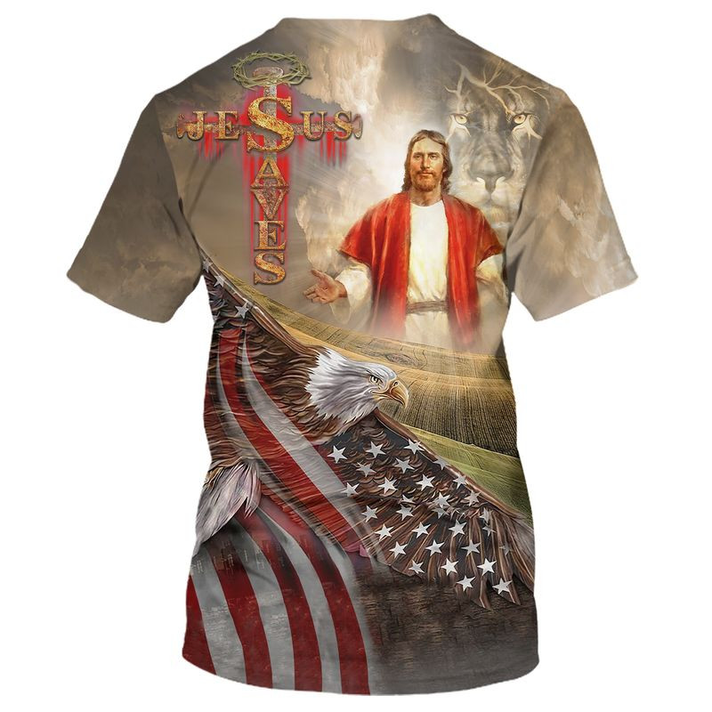 3D All Over Print Jesus Save American Shirt Love Christian Jesus Shirts