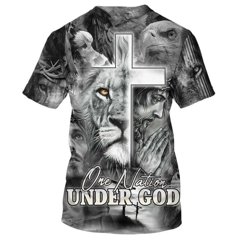 3D Full Printed Black And White Nation Under God Shirts Coolspod