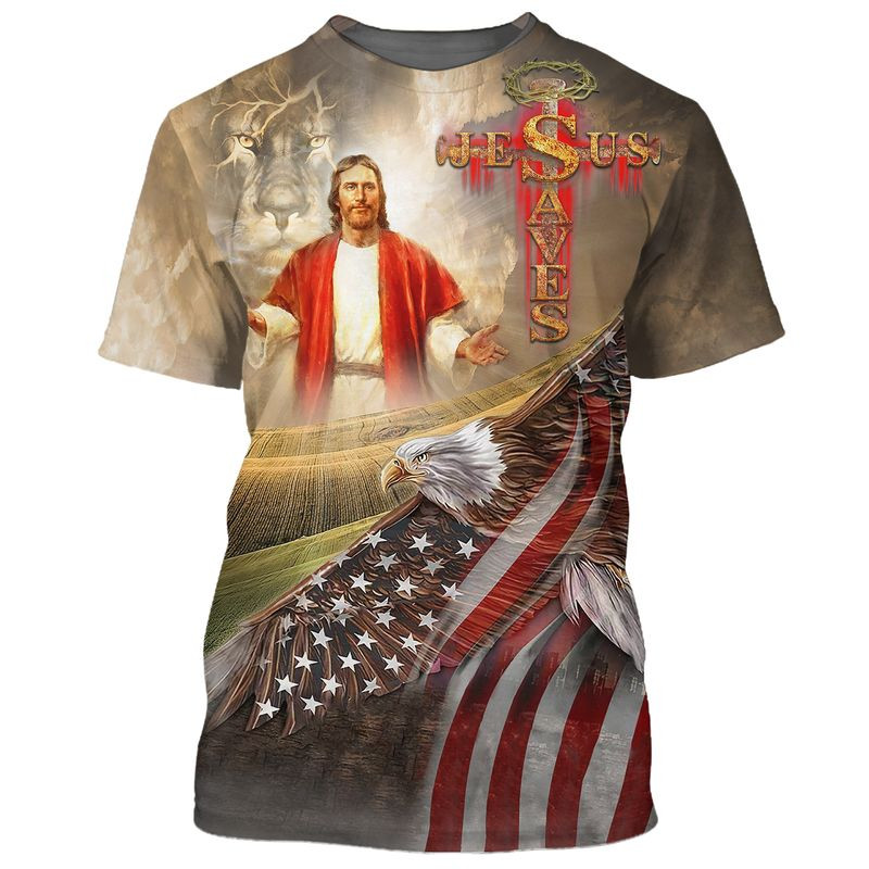 3D All Over Print Jesus Save American Shirt Love Christian Jesus Shirts
