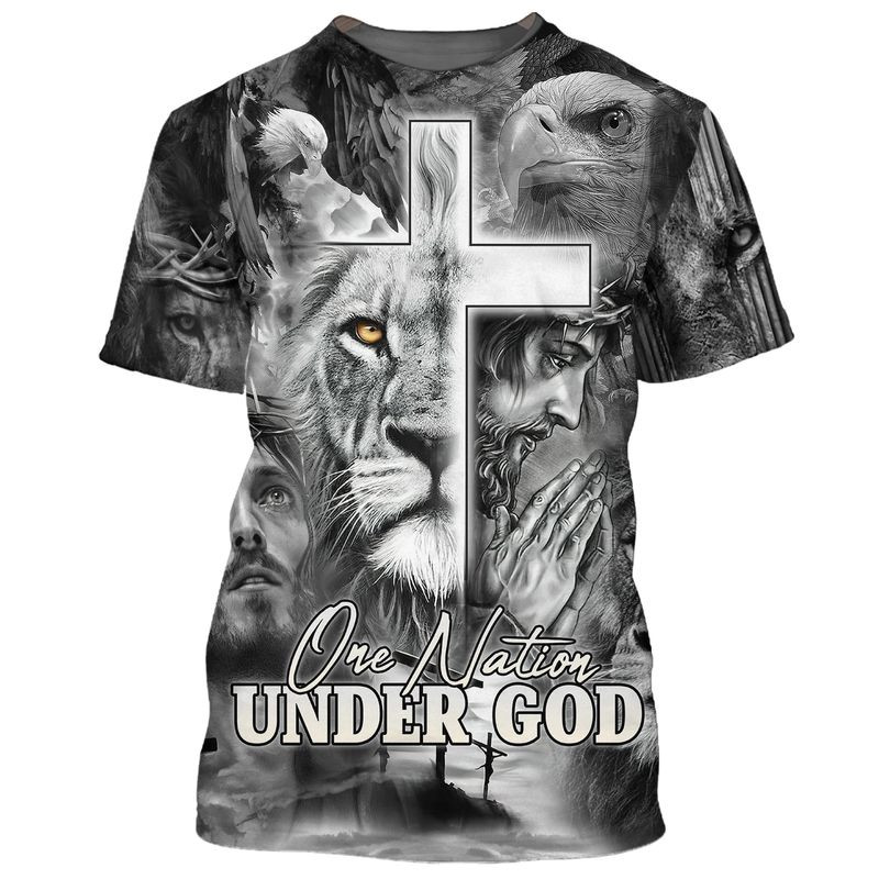 3D Full Printed Black And White Nation Under God Shirts Coolspod