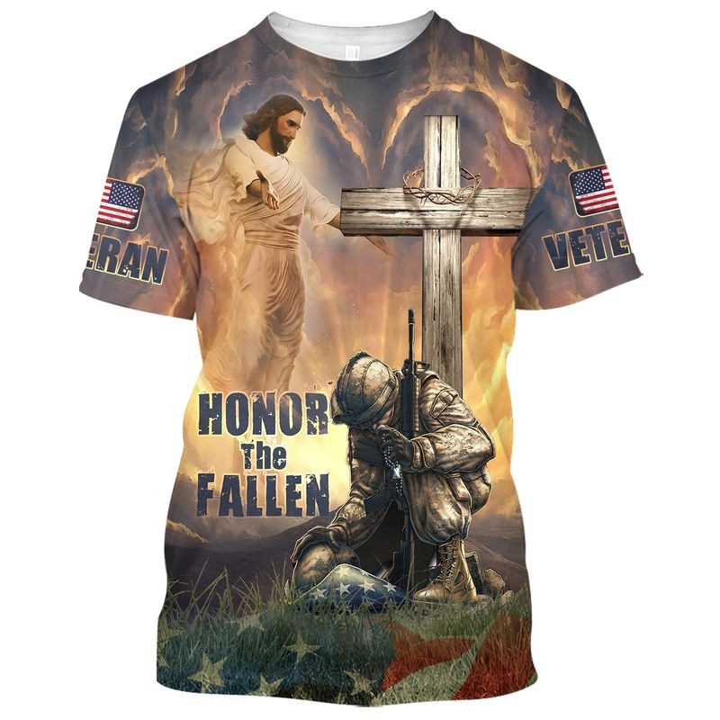 3D All Over Print Honor The Fallen Shirt Veteran Knee Before God Premium T Shirts