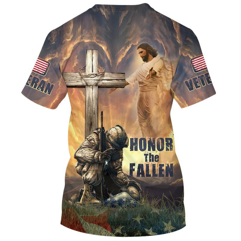 3D All Over Print Honor The Fallen Shirt Veteran Knee Before God Premium T Shirts