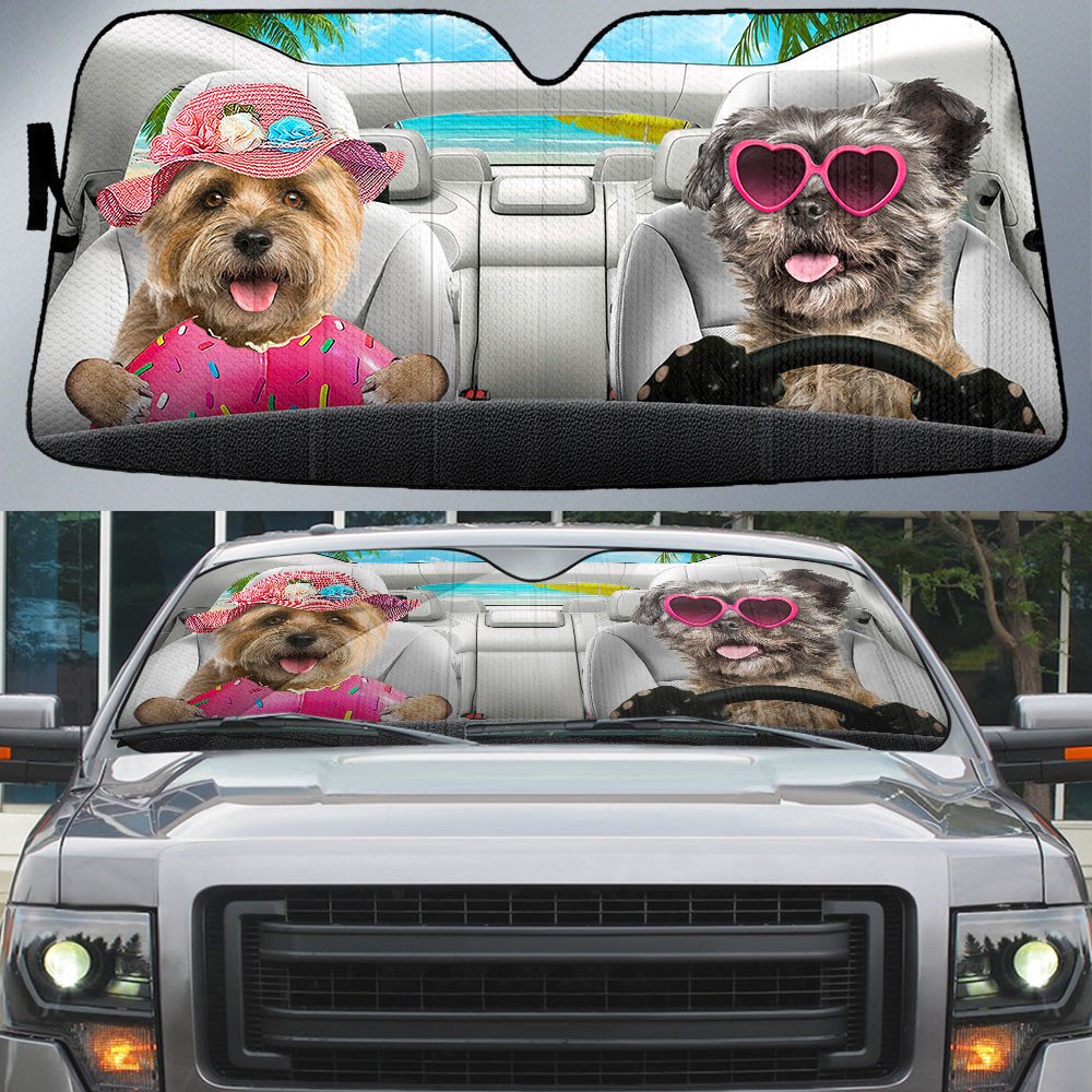 Cairn Terrier-Dog Summer Vacation Couple Car Sun Shade Cover Auto Windshield