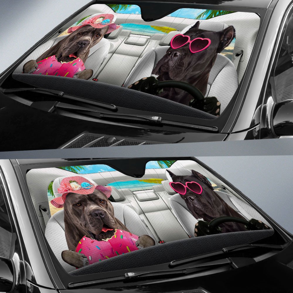 Cane Corso-Dog Summer Vacation Couple Car Sun Shade Cover Auto Windshield