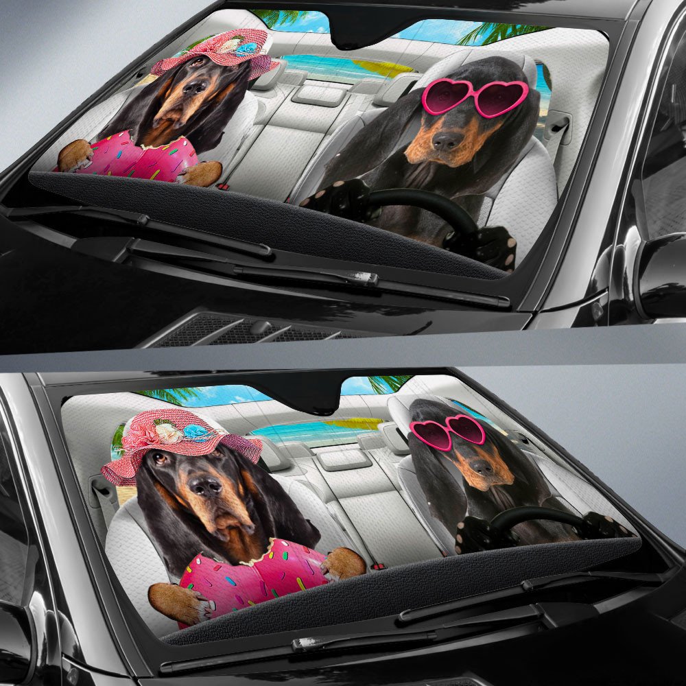 Coonhound-Dog Summer Vacation Couple Car Sun Shade Cover Auto Windshield