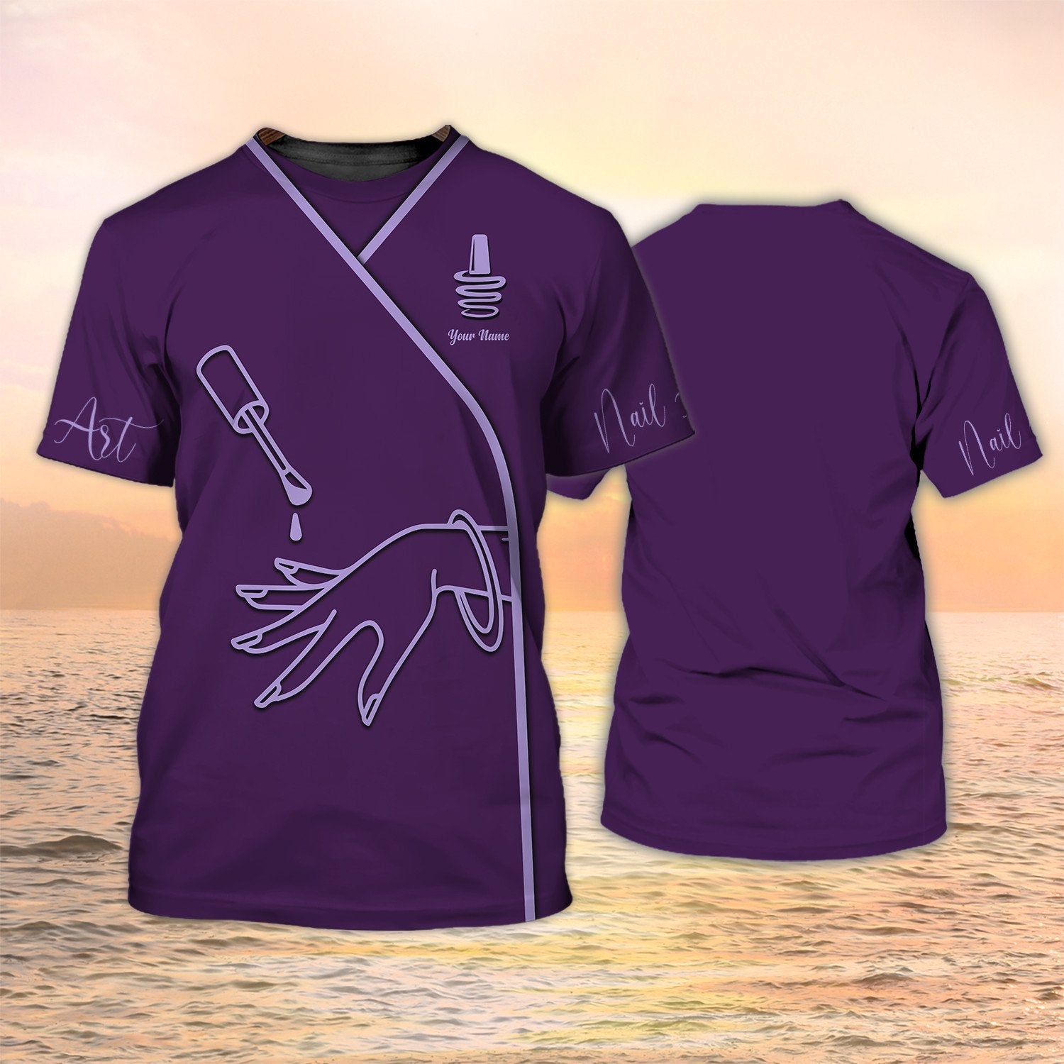 Custom Nail Art Tshirt Manicurist Gift Purple Women Nail Technican Gift