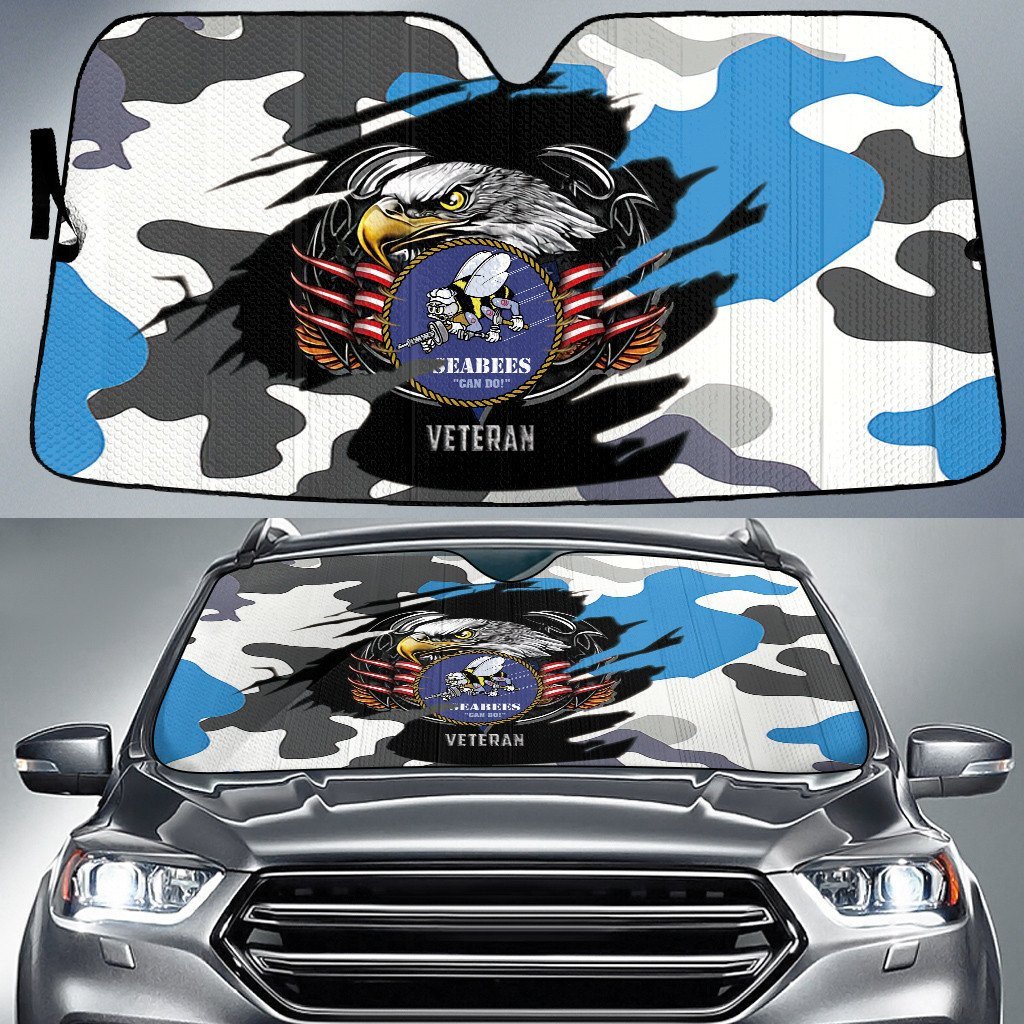 Bald Eagle American Flag Blue Cow Camo Pattern Printed Car Sun Shades Cover Auto Windshield Coolspod