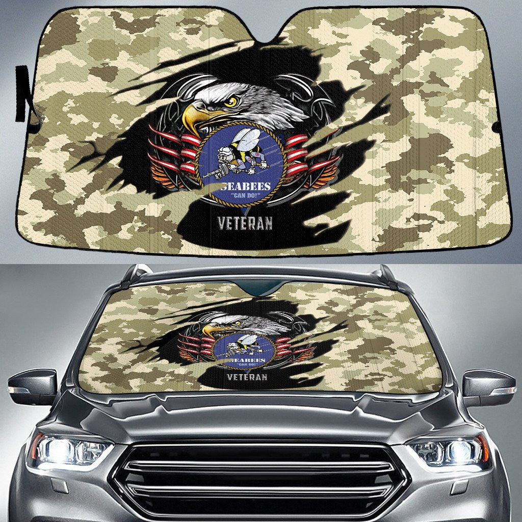 Bald Eagle American Flag Lime Green Camo Pattern Printed Car Sun Shades Cover Auto Windshield Coolspod