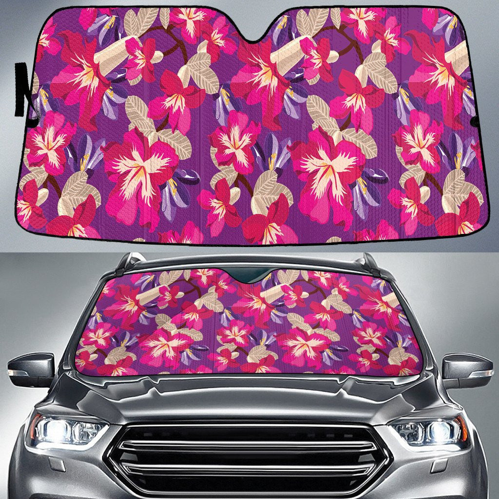 Pink And Purple Hibiscus Flower Tropical Summer Vibe Car Sun Shades Cover Auto Windshield Coolspod