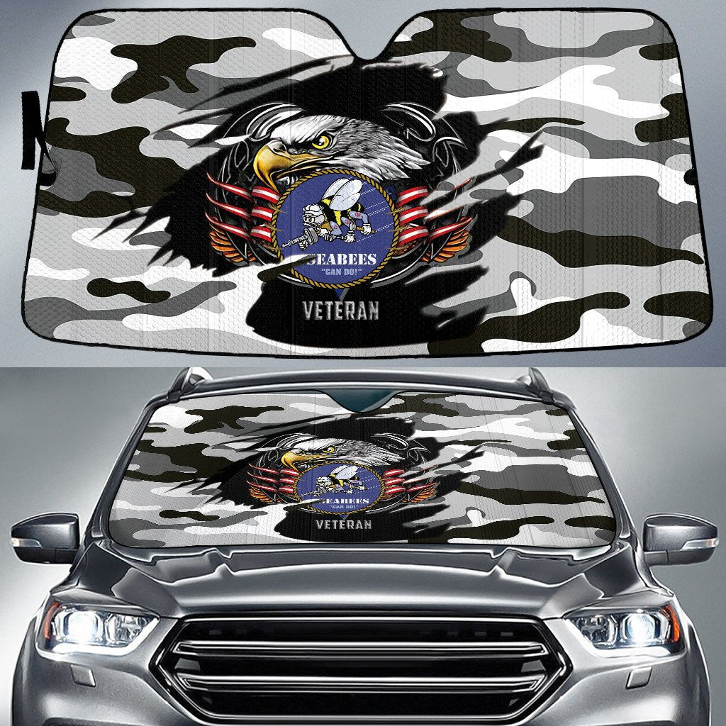 Bald Eagle American Flag White Grey Camo Cow Pattern Printed Car Sun Shades Cover Auto Windshield Coolspod