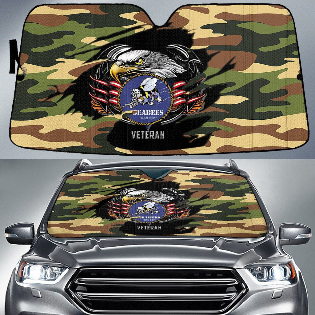 Bald Eagle American Flag Classic Camoflag Cow Pattern Printed Car Sun Shades Cover Auto Windshield Coolspod