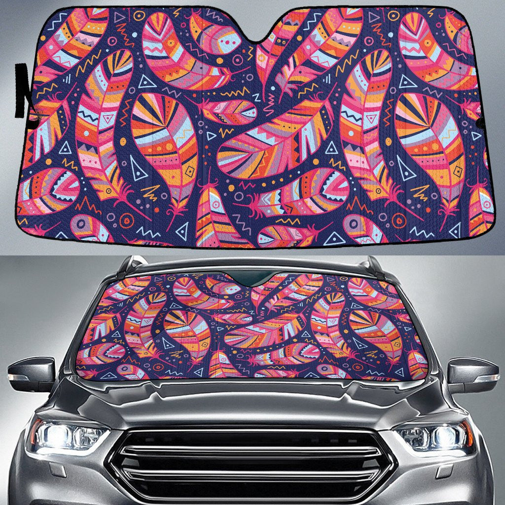 Pink And Red Tribal Pattern Feather Psychedelic Texture Car Sun Shades Cover Auto Windshield Coolspod