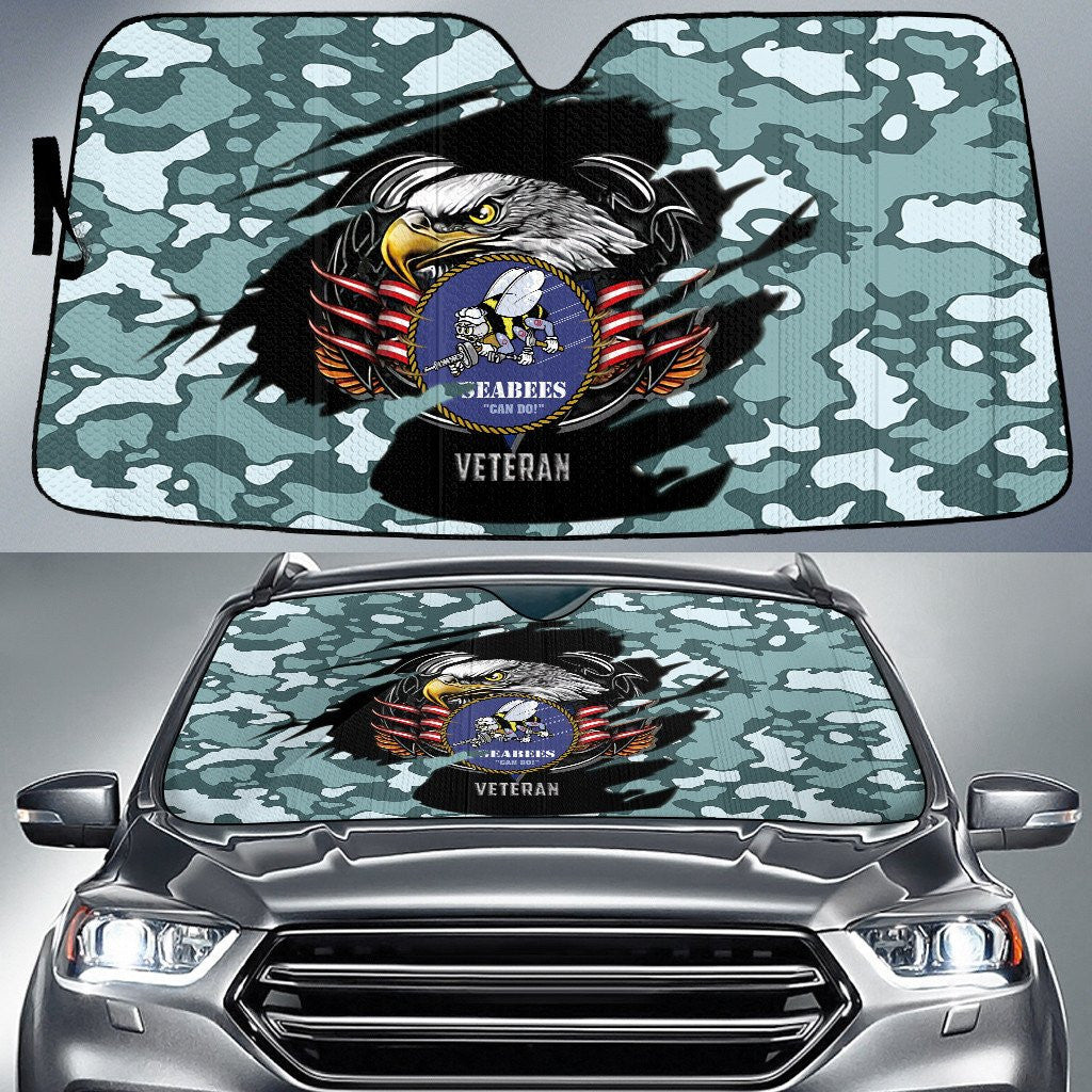 Bald Eagle American Flag Mint Green Camo Cow Pattern Printed Car Sun Shades Cover Auto Windshield Coolspod