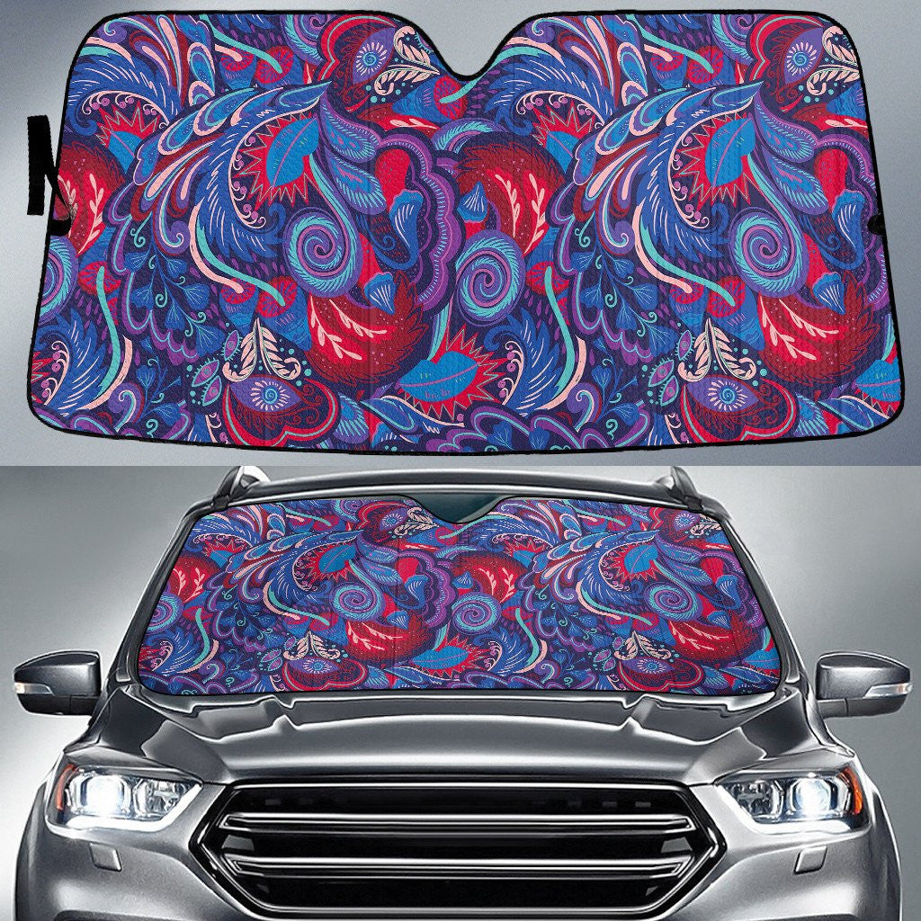 Blue And Red Paisley Texture Tropical Flower Car Sun Shades Cover Auto Winshield Coolspod