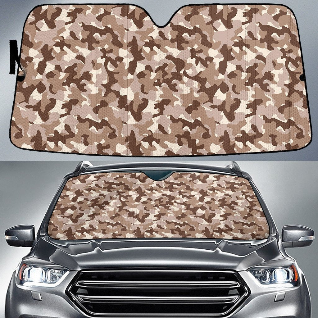 Military Leaf Deep Brown And White Camo Pattern Printed Car Sun Shades Cover Auto Windshield Coolspod