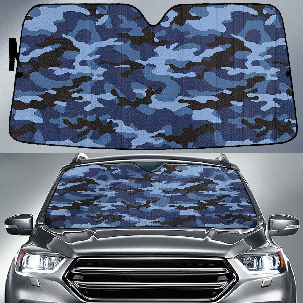 Military Leaf Dark Blue Camo Pattern Printed Car Sun Shades Cover Auto Windshield Coolspod