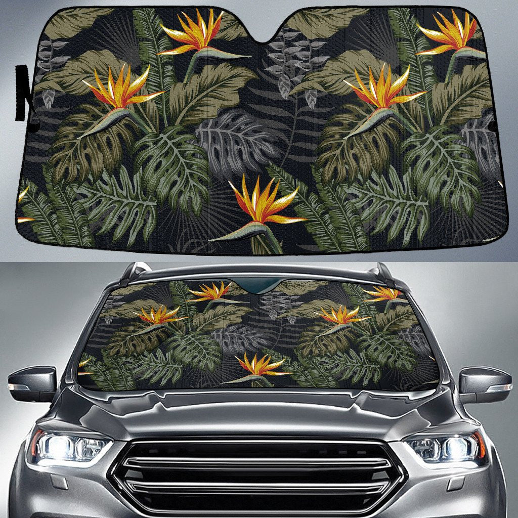 Yellow Bird Of Paradise Flower And Philodendron Leaf Summer Vibe Car Sun Shades Cover Auto Windshield Coolspod