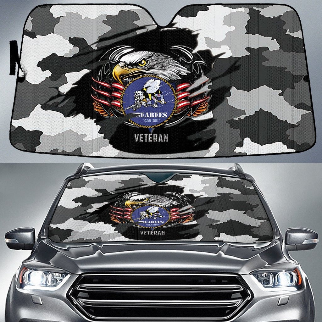 Bald Eagle American Flag Black Gray Camo Cow Pattern Printed Car Sun Shades Cover Auto Windshield Coolspod