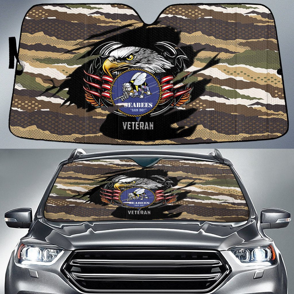 Bald Eagle American Flag Brown Camo Pattern Printed Car Sun Shades Cover Auto Windshield Coolspod