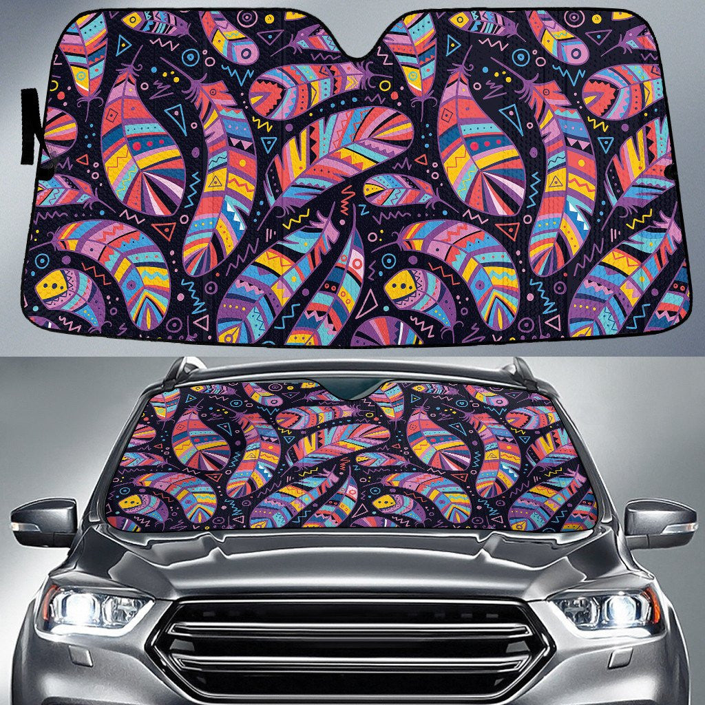Chromatic Peacock Feather Tribal Pattern Car Sun Shades Cover Auto Winshield Coolspod