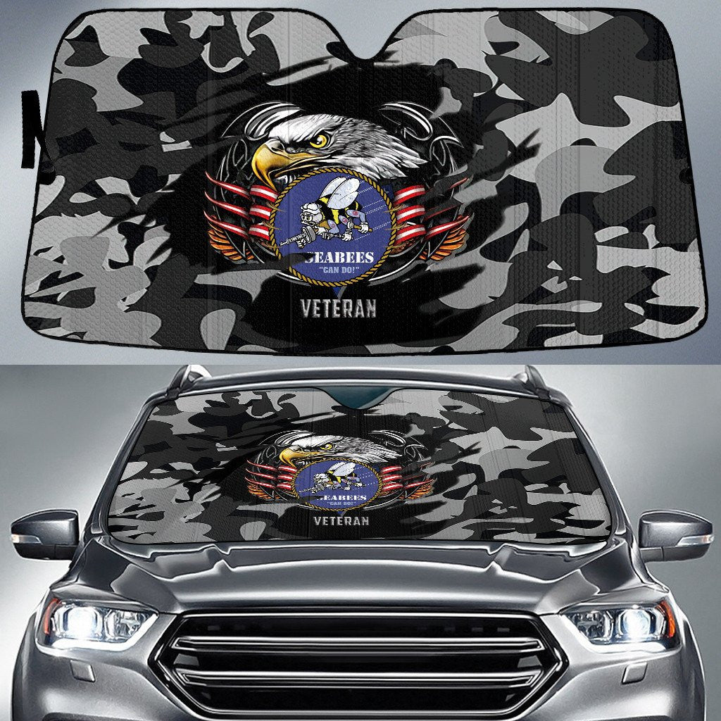 Bald Eagle American Flag Black Grey Camo Cow Pattern Printed Car Sun Shades Cover Auto Windshield Coolspod
