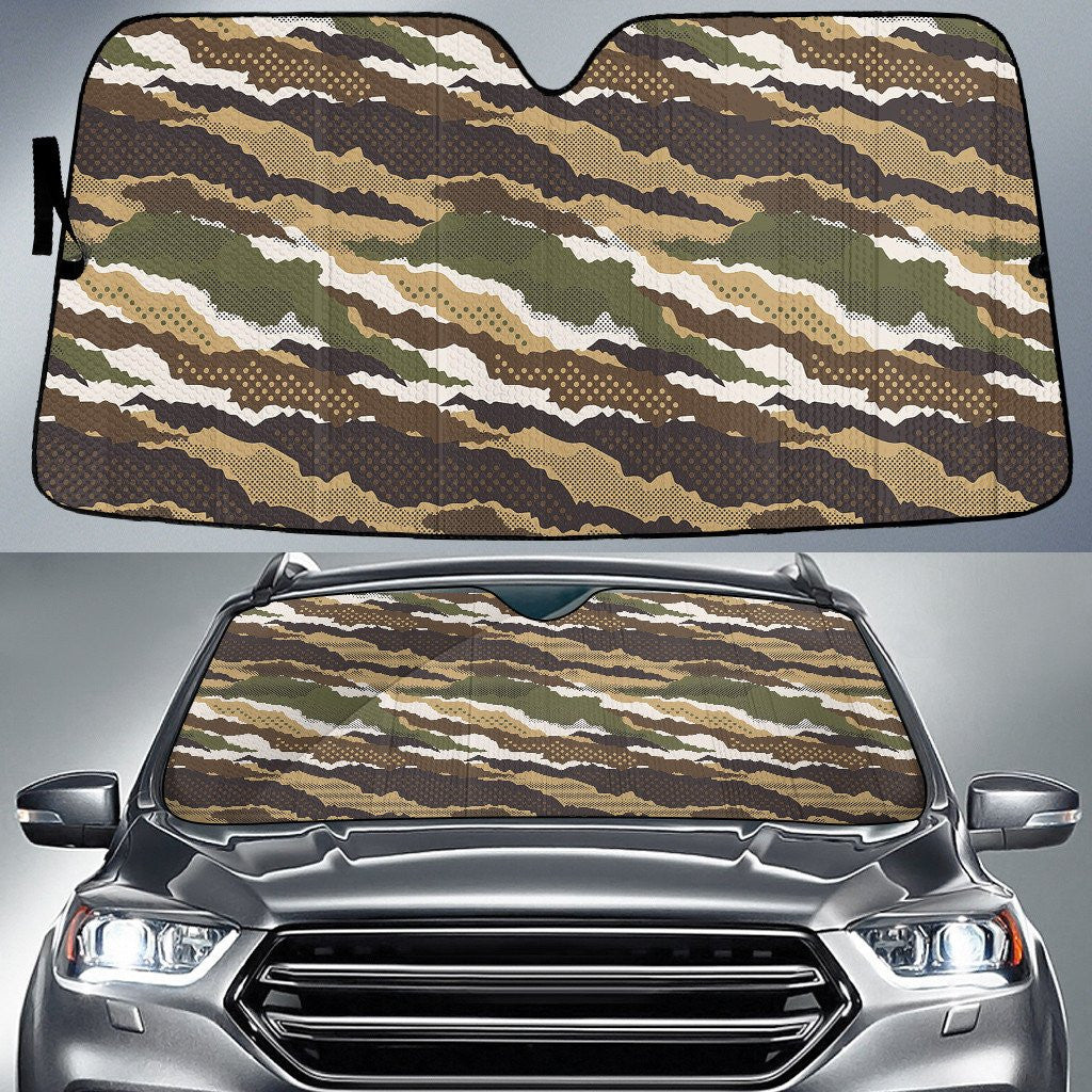 Military Leaf Brown And White Camo Pattern Printed Car Sun Shades Cover Auto Windshield Coolspod