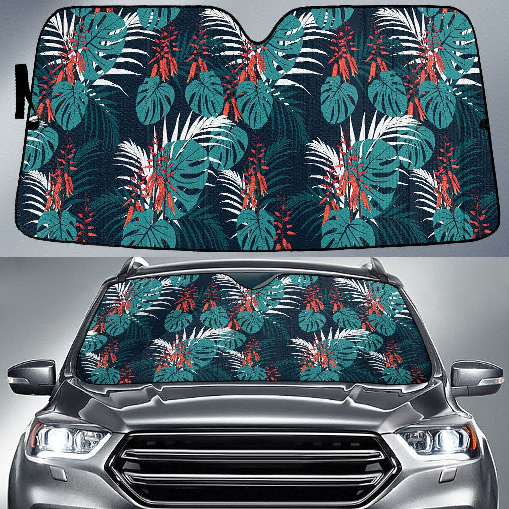Mint Green Monstera And Palm Leaves Summer Tropical Leaf Car Sun Shades Cover Auto Windshield Coolspod