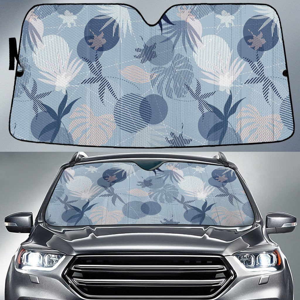 White And Blue Palmetto Fan Leave Tropical Leaf Light Blue Car Sun Shades Cover Auto Windshield Coolspod