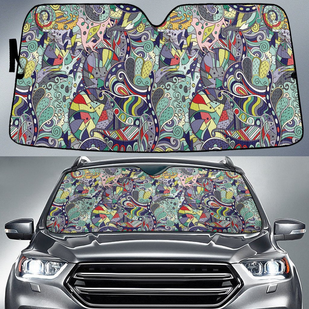 Lime Tone Color Flowers Paisley Texture Dot Theme Car Sun Shades Cover Auto Windshield Coolspod