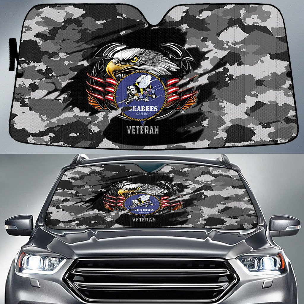 Bald Eagle American Flag Gray Black Cow Pattern Printed Car Sun Shades Cover Auto Windshield Coolspod