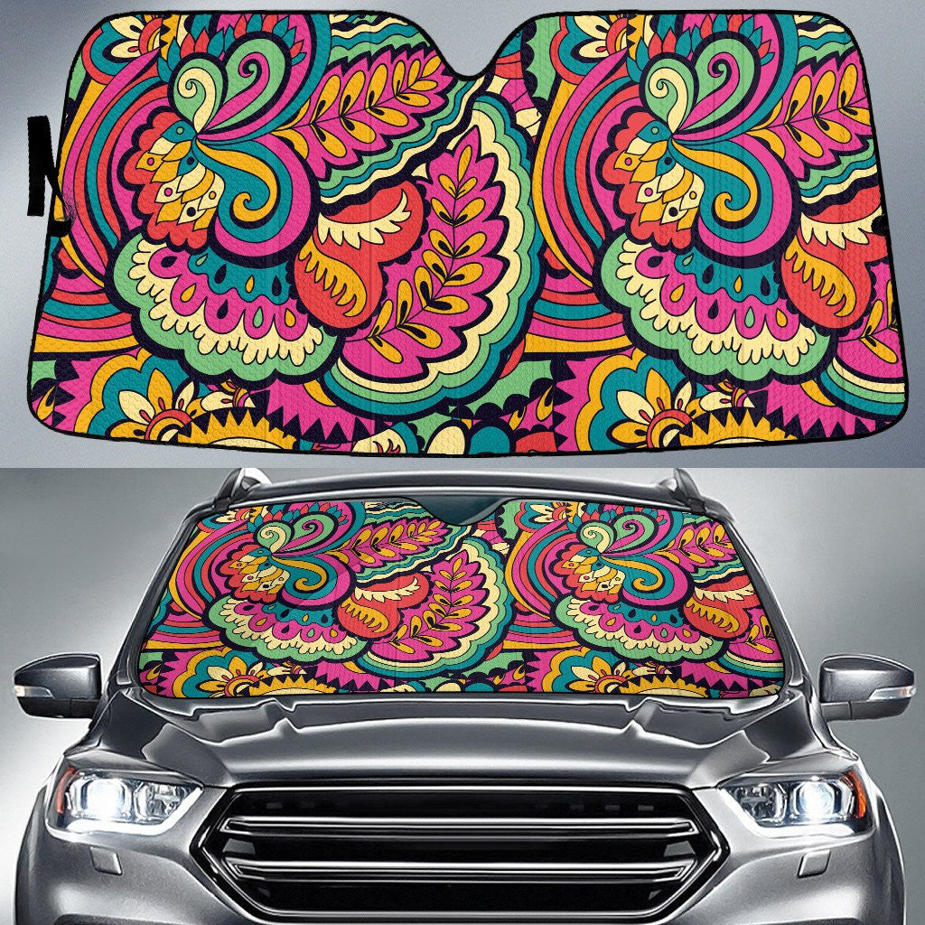 Pinky Tone Flowers Paisley Texture Dot Theme Car Sun Shades Cover Auto Windshield Coolspod