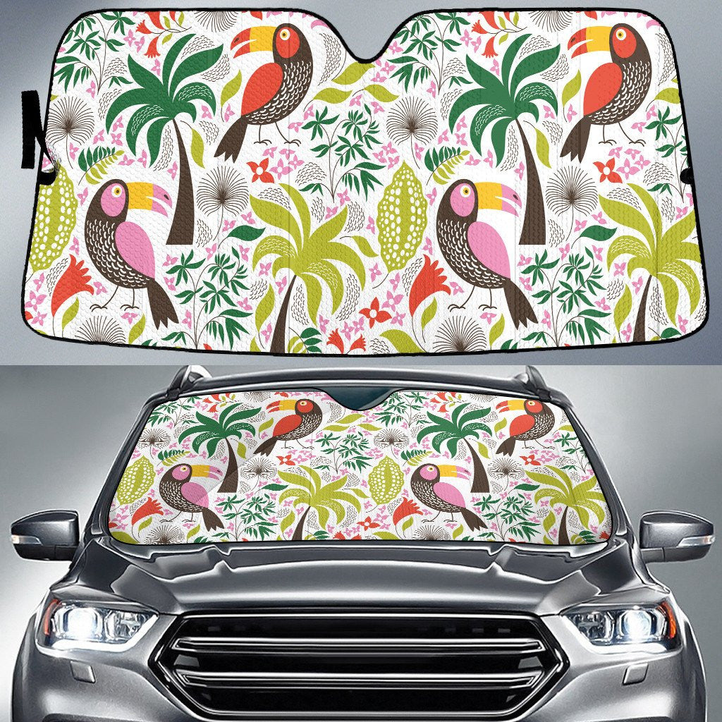 Clever Parrots Coconut Palm Tree Plant White Car Sun Shades Cover Auto Windshield Coolspod