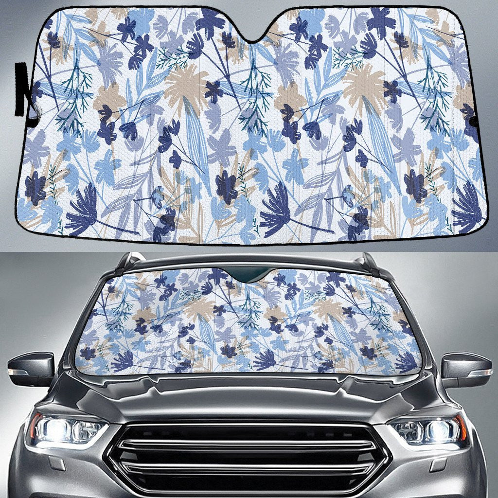 Pastel Blue Dandelion Flower Tropical Leaves All Over Print Car Sun Shades Cover Auto Windshield Coolspod