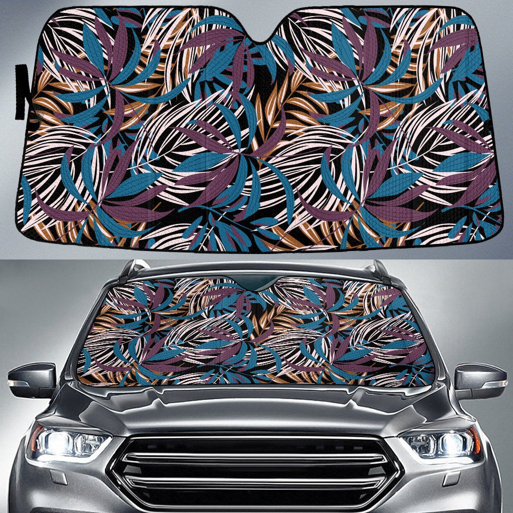 Blue And White Phoenix Tropical Leaf Summer Vibe Car Sun Shades Cover Auto Windshield Coolspod
