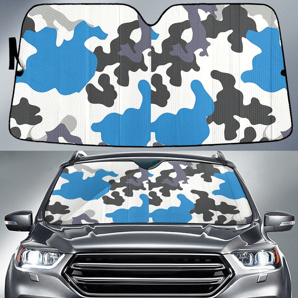 Military Leaf Blue And Cream Camo Pattern Printed Car Sun Shades Cover Auto Windshield Coolspod