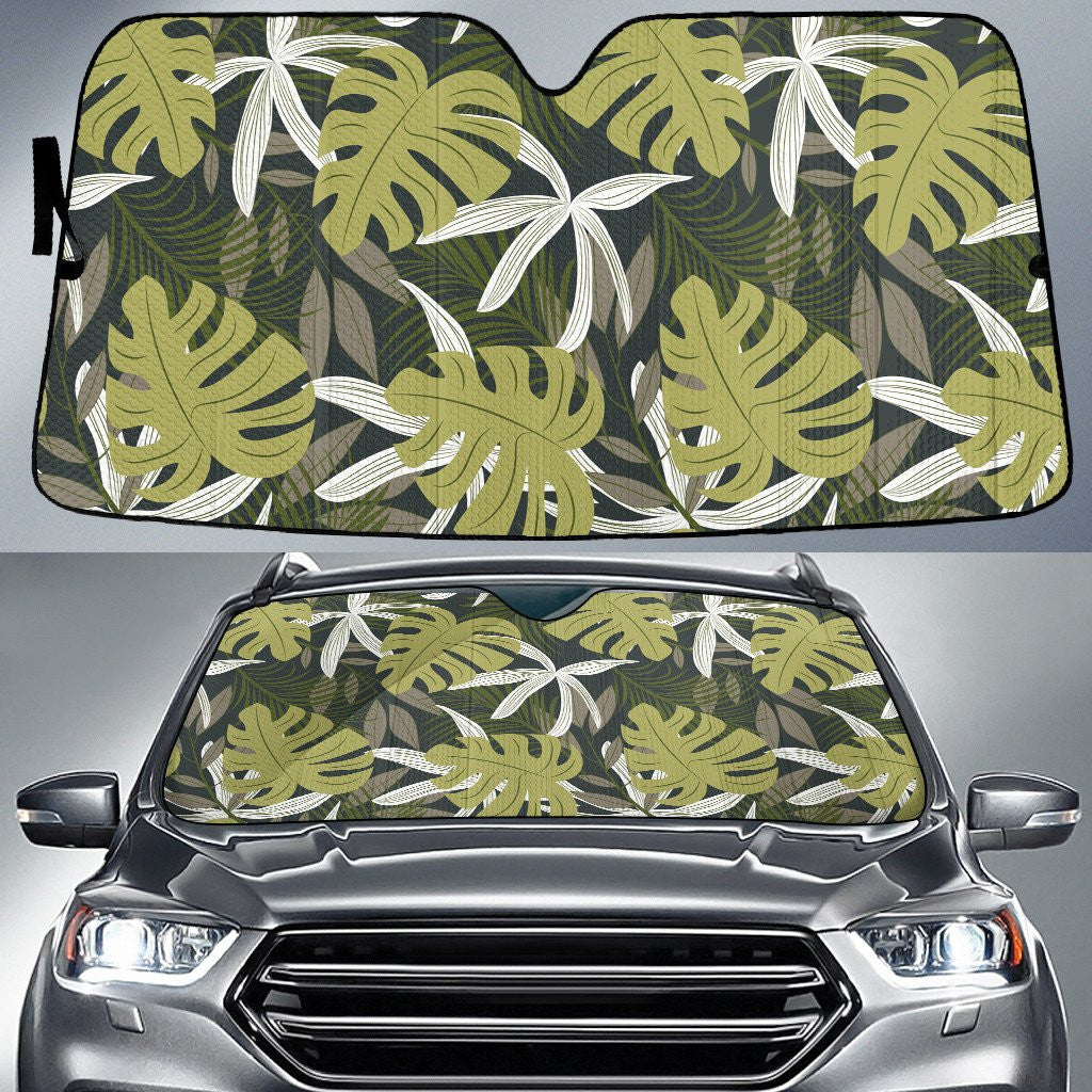 Green Monstera Leaves Summer Tropical Leaf Car Sun Shades Cover Auto Windshield Coolspod