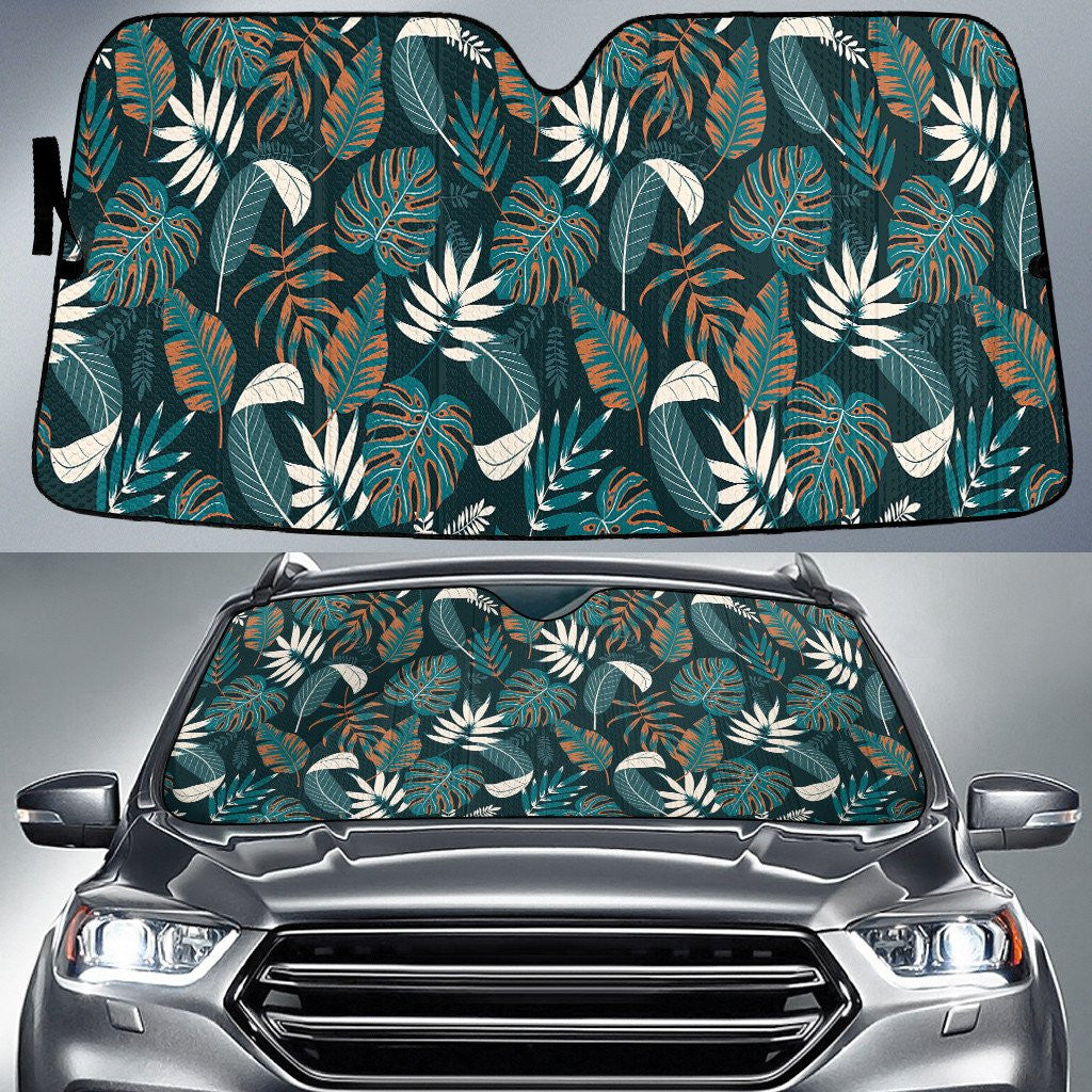 White And Green Monstera Leaf Palm Leaf Green Car Sun Shades Cover Auto Windshield Coolspod