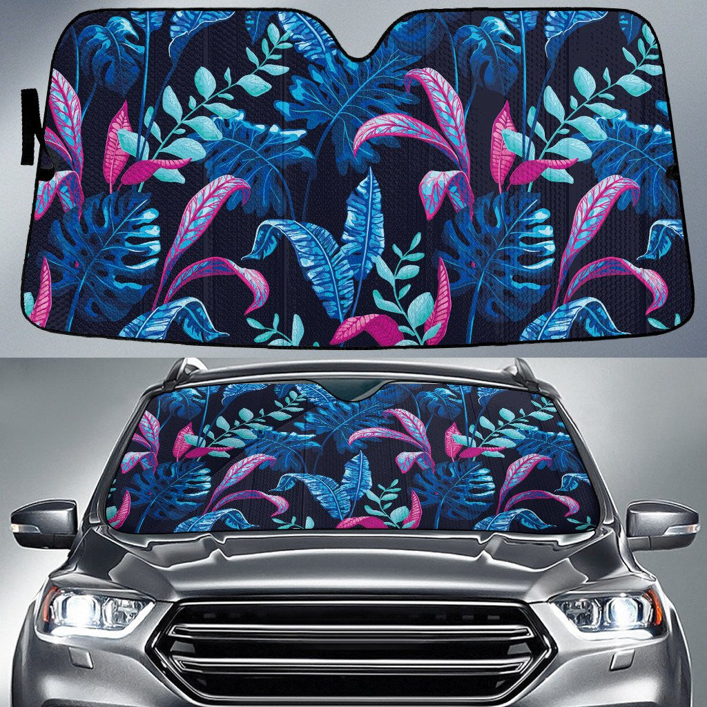 Blue Monstera Leaf Tropical Leaves In Forest Car Sun Shades Cover Auto Windshield Coolspod