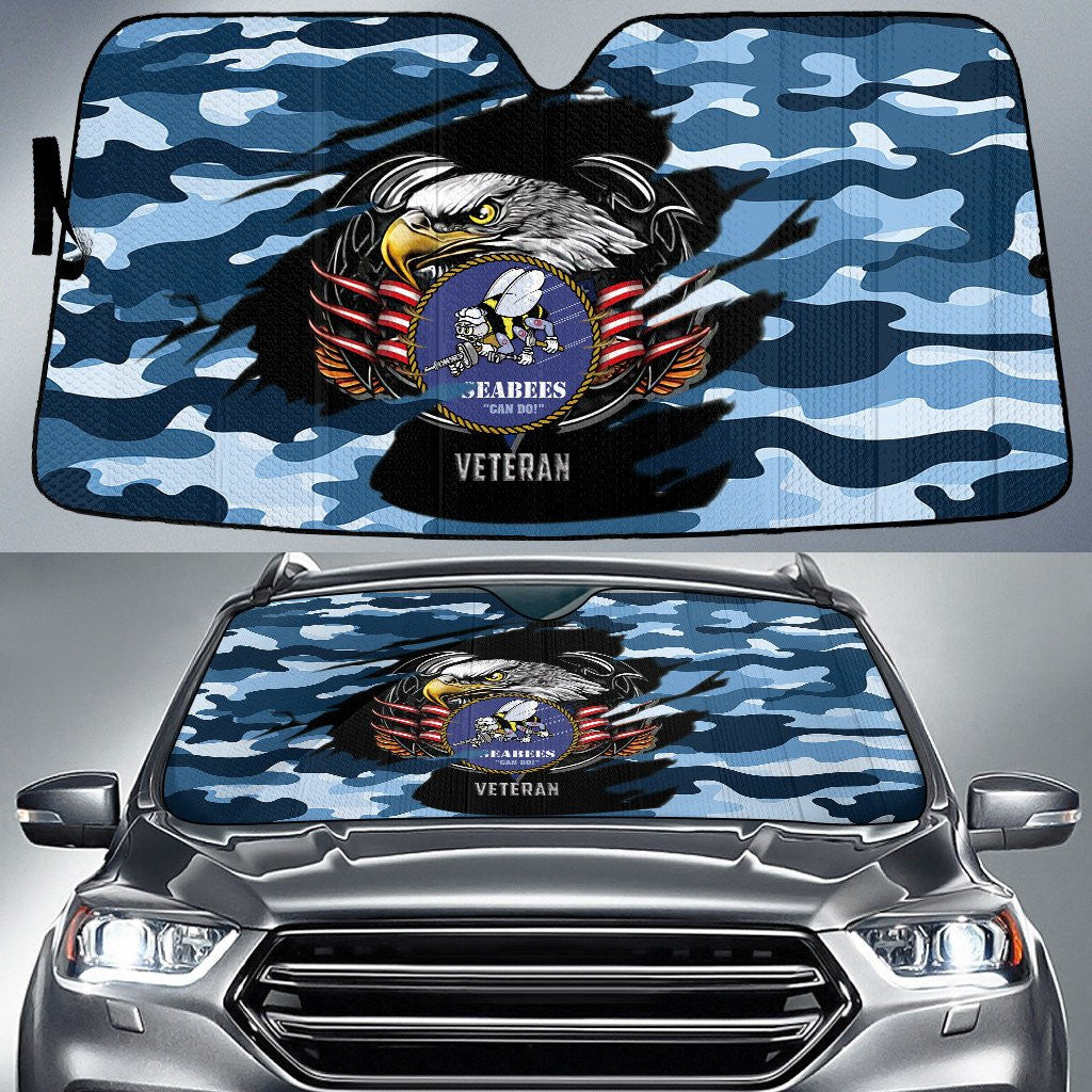 Bald Eagle American Flag Navy Blue Camo Cow Pattern Printed Car Sun Shades Cover Auto Windshield Coolspod
