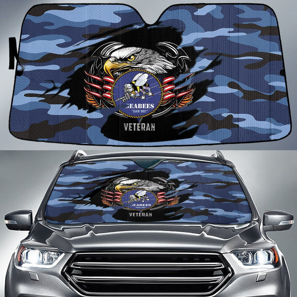 Bald Eagle American Flag Blue Camo Pattern Printed Car Sun Shades Cover Auto Windshield Coolspod