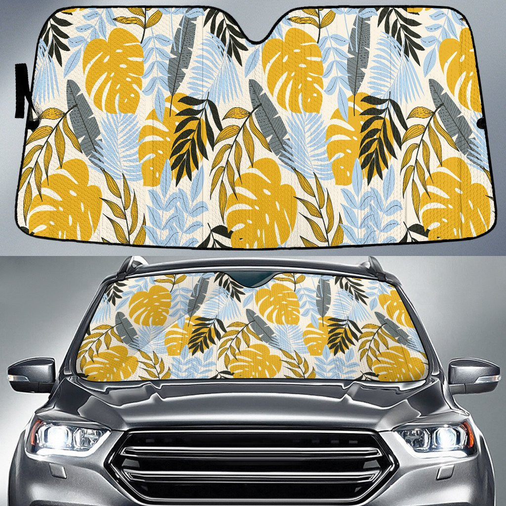 Yellow Monstera Leaves Summer Tropical Leaf Car Sun Shades Cover Auto Windshield Coolspod