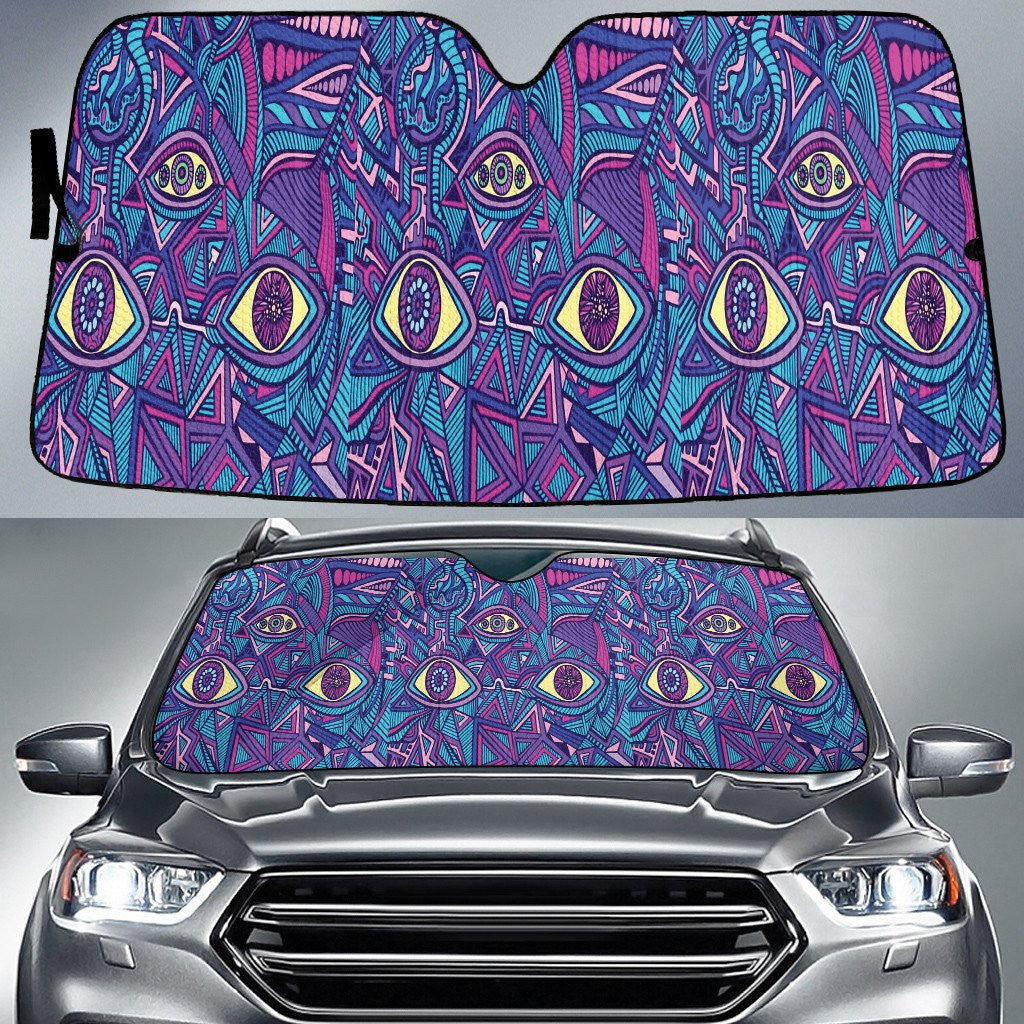 Blue Tone Scary Eyes Shapes All Over Print Car Sun Shades Cover Auto Windshield Coolspod