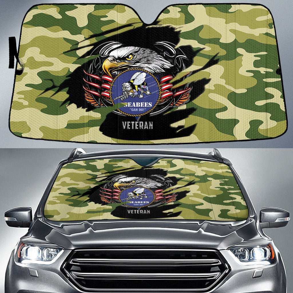 Bald Eagle American Flag Yellow Lime Camo Cow Pattern Printed Car Sun Shades Cover Auto Windshield Coolspod