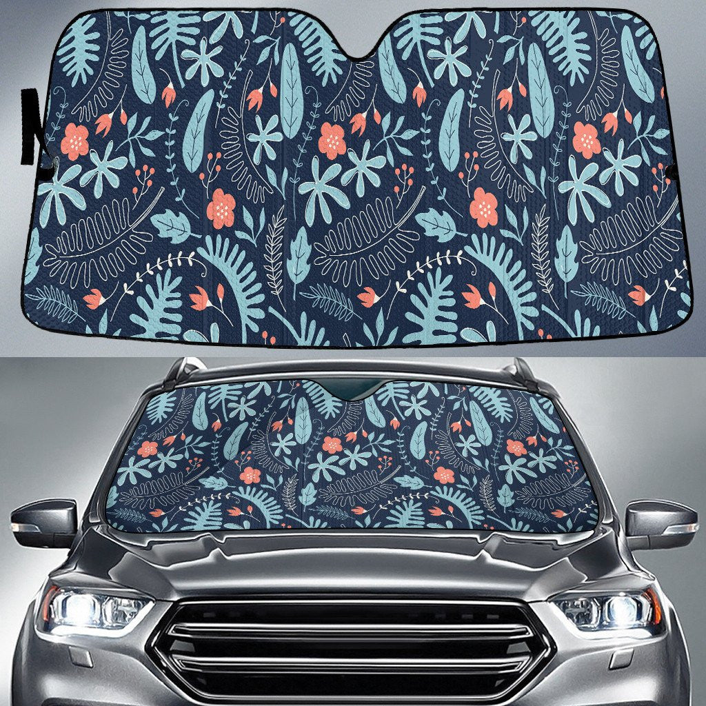 Blue And Orange Phoenix And Hibiscus Flower Summer Theme Car Sun Shades Cover Auto Windshield Coolspod